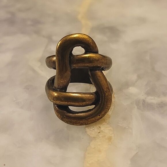 NEW Avant Garde Paris 8 Rope Brass Ring Statement Indie Knot Braided Abstract - Picture 3 of 5